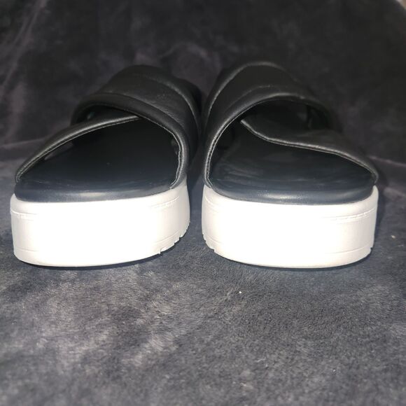 WOMENS US 11 UGG ZAYNE CROSSBAND SANDAL BLACK LEATHER PLATFORM SLIDE - Picture 9 of 9